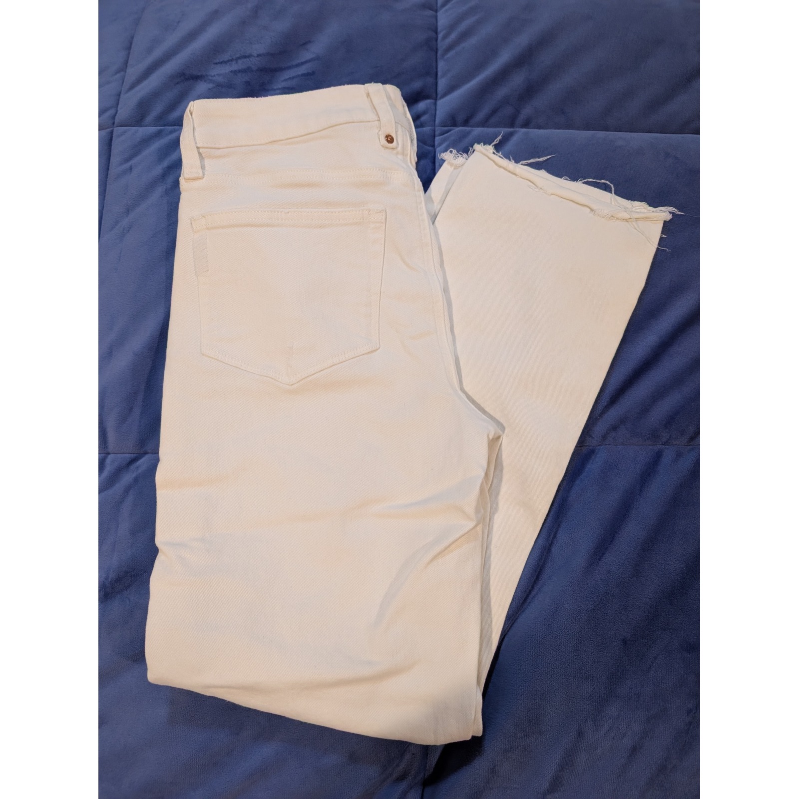 Paige Cindy Straight Leg Jeans Womens White Raw Hem High Rise - Size 27